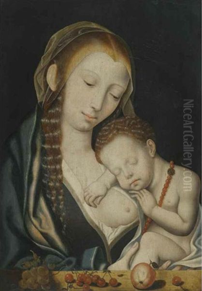 Madonna And Child Seated Before A Ledge Oil Painting by Quentin Massys the Elder