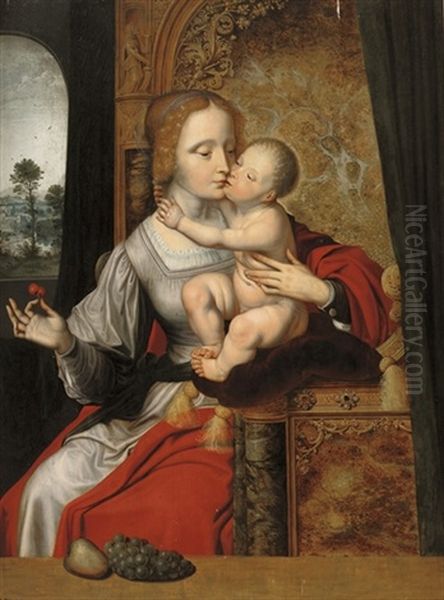 The Madonna Of The Cherries Oil Painting by Quentin Massys the Elder