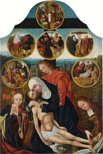 The Seven Sorrows Of The Virgin: The Pieta; The Lamentation; Dispute With The Doctor's; The Flight To Egypt; The Carrying Of The Cross; The Crucifixion; The Entombment Oil Painting by Quentin Massys the Elder