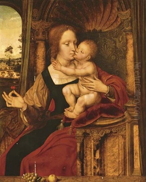 The Madonna Of The Cherries Oil Painting by Quentin Massys the Elder