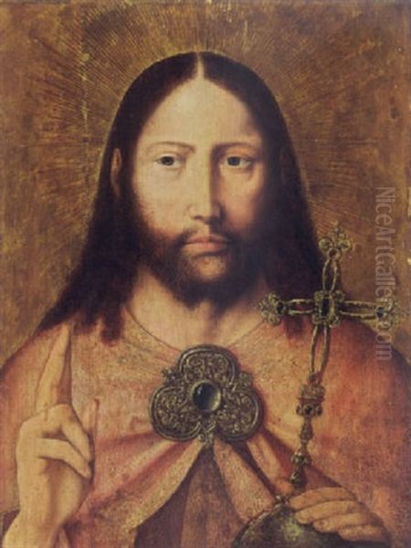 Christ As Salvator Mundi Oil Painting by Quentin Massys the Elder