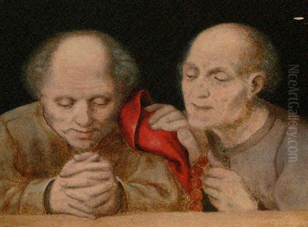 Elderly Men At Prayer Oil Painting by Quentin Massys the Elder