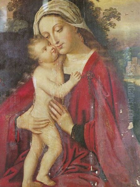 La Vierge A L'enfant Dans Un Paysage Oil Painting by Quentin Massys the Elder