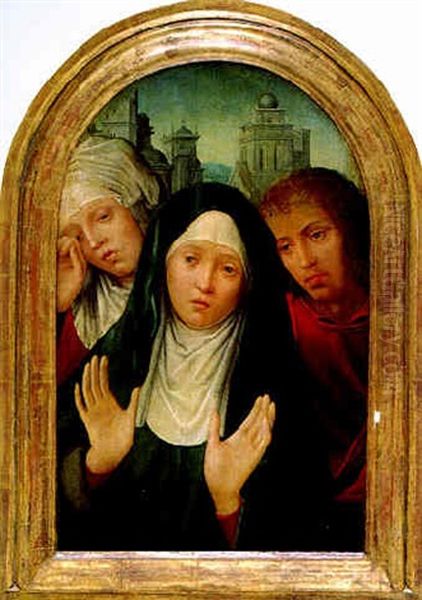 Beweinung Christi, Maria In Der Mitte Wird Flankiert Von Johannes Und Magdalena Oil Painting by Quentin Massys the Elder