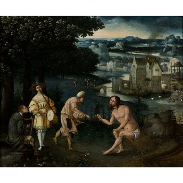 L'aumone De Job Oil Painting by Cornelis Massys