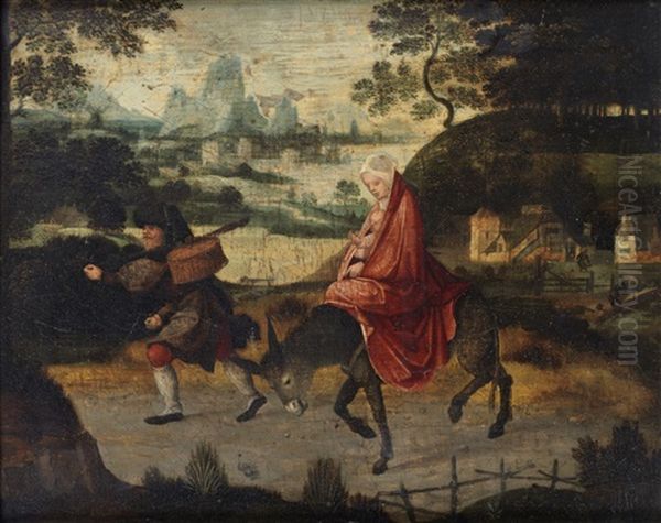 The Flight Into Egypt Oil Painting by Cornelis Massys