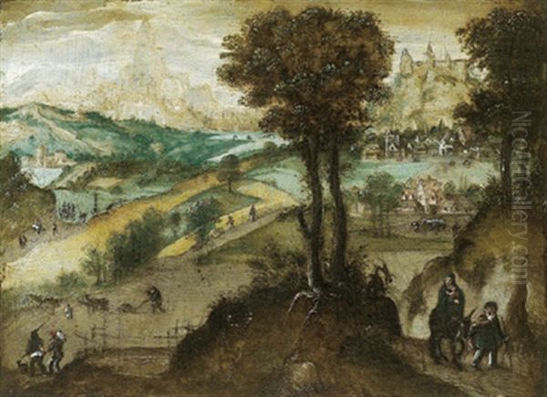 Landschaft Mit Der Flucht Nach Agypten Oil Painting by Cornelis Massys