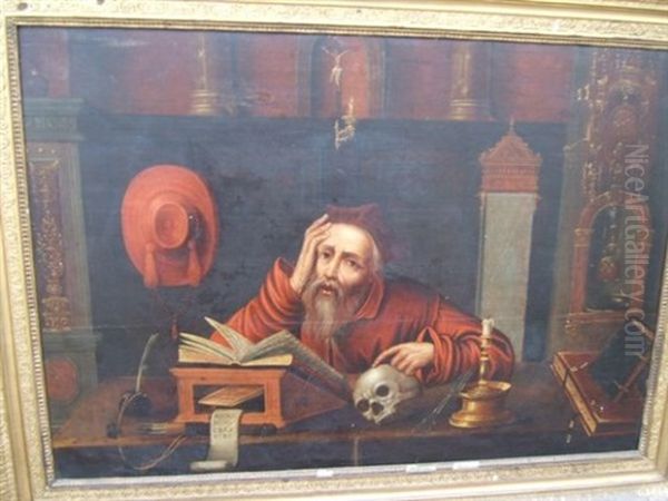 Saint-jerome Dans Son Cabinet Oil Painting by Jan Massys