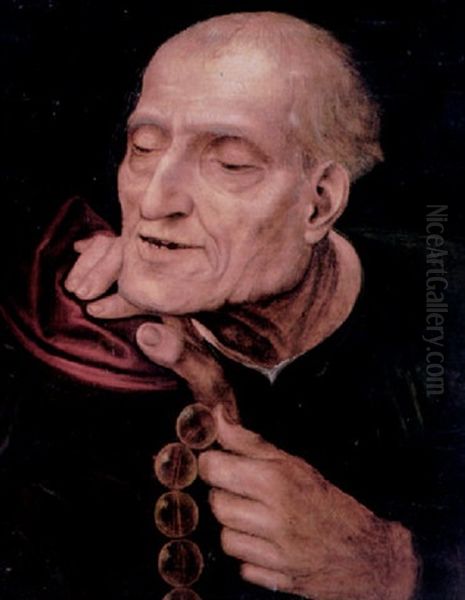 An Old Man Holding A Rosary Oil Painting by Jan Massys