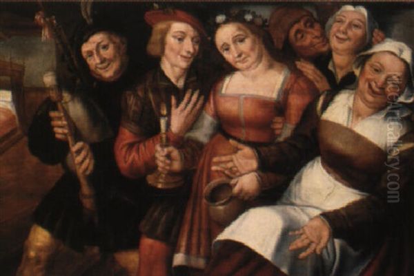 A Peasant Wedding Oil Painting by Jan Massys