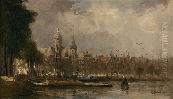 Prins Hendrikkade Oil Painting by Johan Hendrik van Mastenbroek