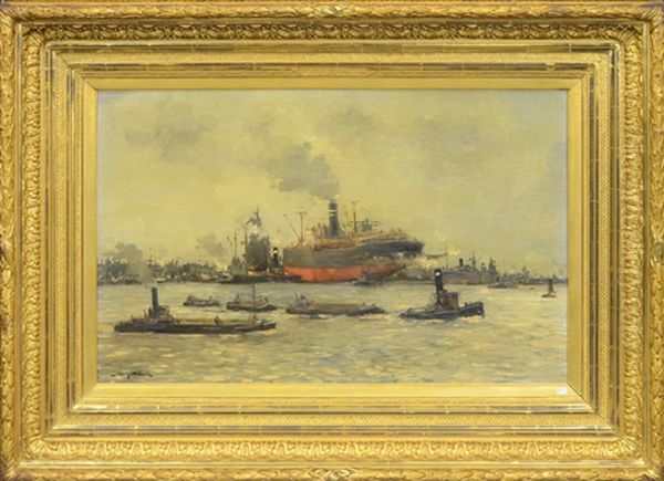 Vue De Port Oil Painting by Johan Hendrik van Mastenbroek