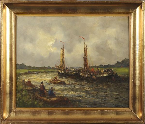 Les Peniches Oil Painting by Johan Hendrik van Mastenbroek