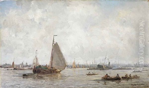 A View Of Rotterdam Oil Painting by Johan Hendrik van Mastenbroek