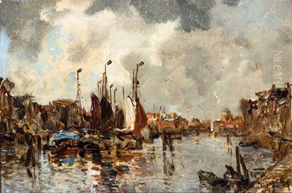 Havengezicht Oil Painting by Johan Hendrik van Mastenbroek