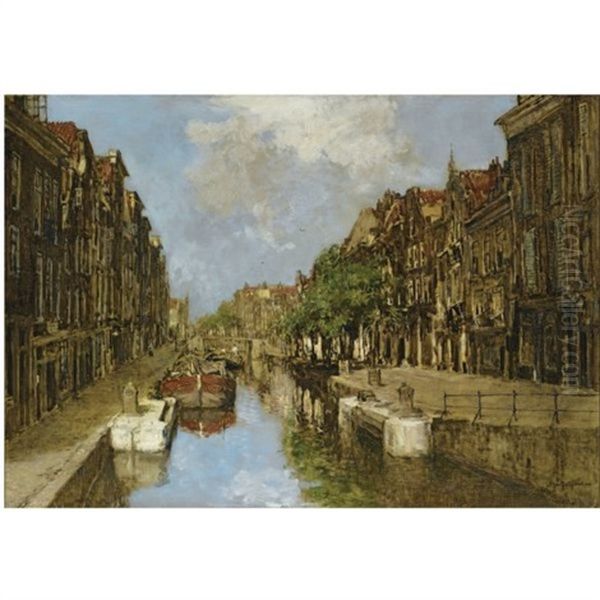 The Spuiwater And Delftsche Vaart, Rotterdam Oil Painting by Johan Hendrik van Mastenbroek