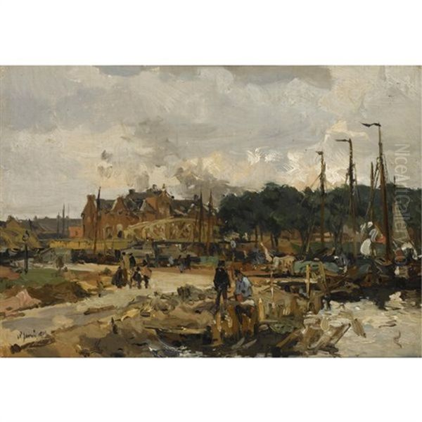 A View Of Amsterdam Oil Painting by Johan Hendrik van Mastenbroek