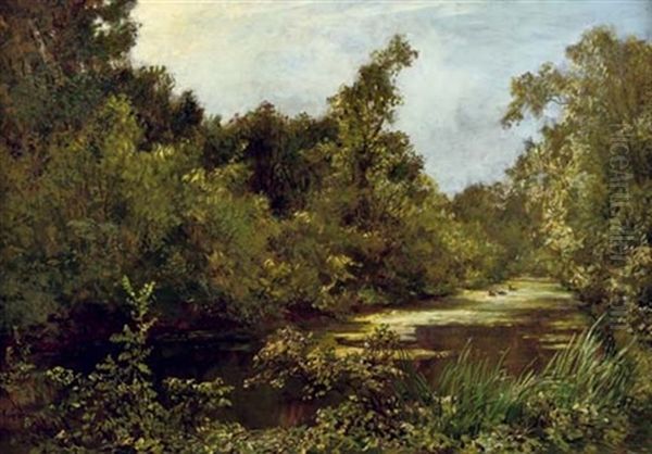 Sloot In Het Bosch - The Green Pond by Johan Hendrik van Mastenbroek