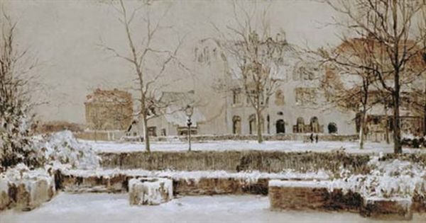 Gentsestraat In The Snow, Scheveningen Oil Painting by Johan Hendrik van Mastenbroek