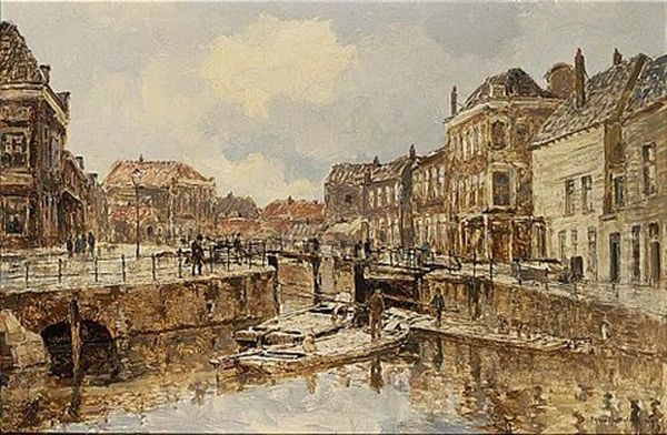 A View Of Schiedam Oil Painting by Johan Hendrik van Mastenbroek