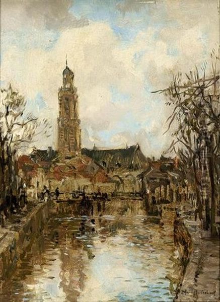 View Of The St. Jan, Gouda Oil Painting by Johan Hendrik van Mastenbroek