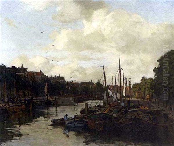 A Harbour Scene by Johan Hendrik van Mastenbroek