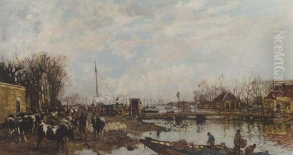 Broek In Waterland During The Floods Of 1916 Oil Painting by Johan Hendrik van Mastenbroek