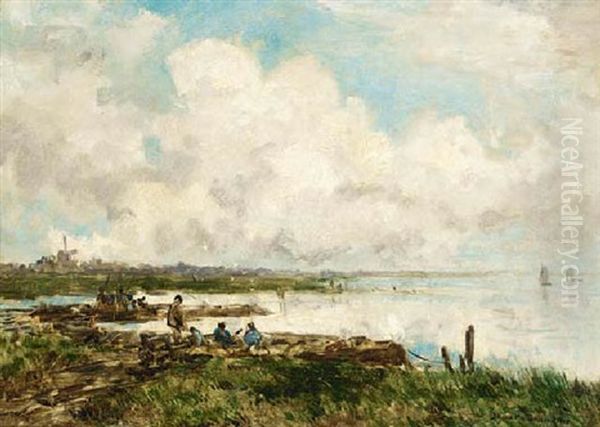 At The River Oil Painting by Johan Hendrik van Mastenbroek