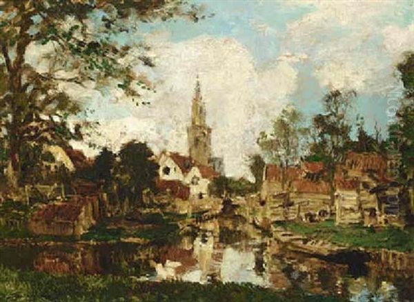 A View Of Edam Oil Painting by Johan Hendrik van Mastenbroek