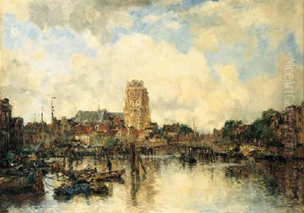 Dordrecht Oil Painting by Johan Hendrik van Mastenbroek