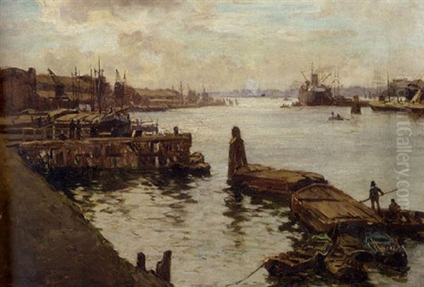 Rijnhaven, Rotterdam Oil Painting by Johan Hendrik van Mastenbroek