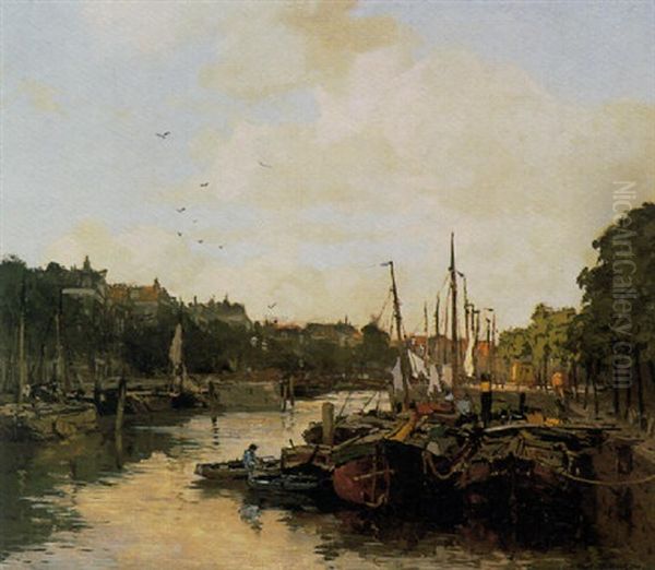 A Harbour Scene by Johan Hendrik van Mastenbroek