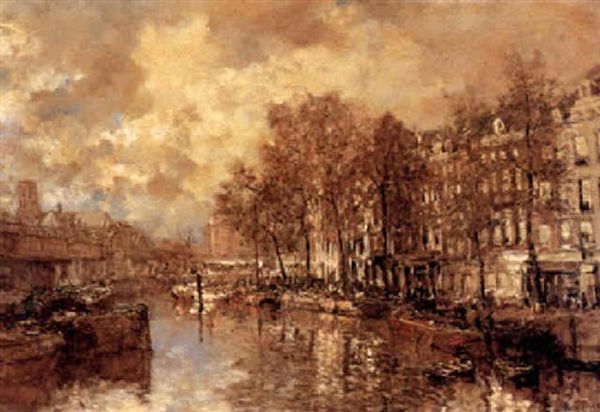 Stadsgezicht Rotterdam Oil Painting by Johan Hendrik van Mastenbroek