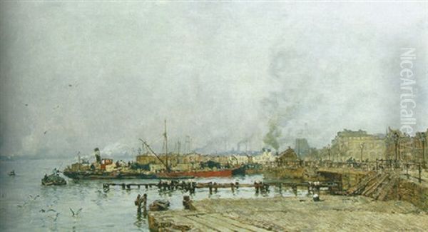 Een Grijze Dag Oil Painting by Johan Hendrik van Mastenbroek