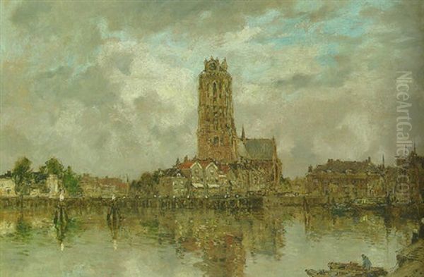 Het Groothoofd, Dordrecht Oil Painting by Johan Hendrik van Mastenbroek