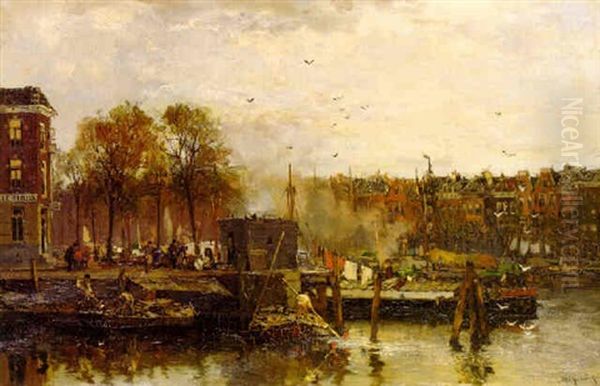 Quayside, Rotterdam by Johan Hendrik van Mastenbroek