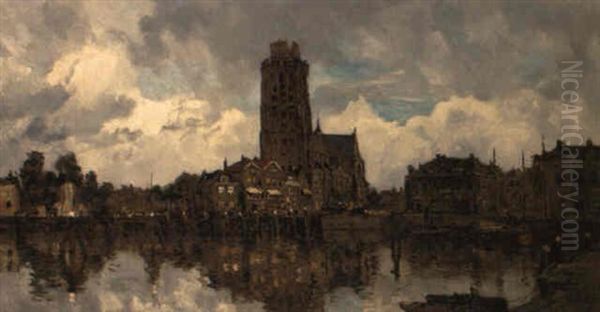 Het Groothoofd, Dordrecht Oil Painting by Johan Hendrik van Mastenbroek