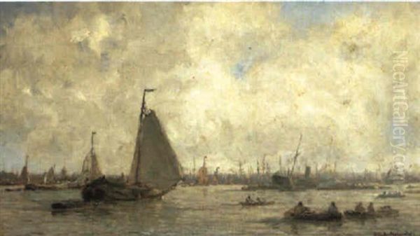 On The Scheldt Oil Painting by Johan Hendrik van Mastenbroek