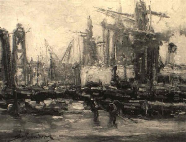 At The Shipyard Oil Painting by Johan Hendrik van Mastenbroek