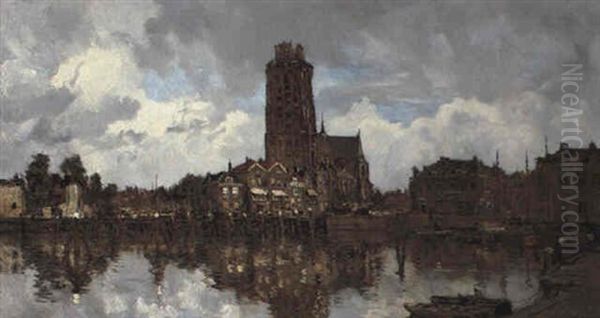 Het Groothoofd, Dordrecht Oil Painting by Johan Hendrik van Mastenbroek