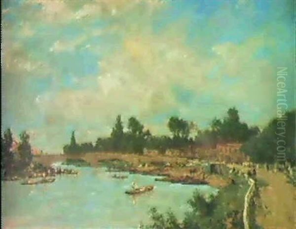 A View Of Hampton Court Oil Painting by Johan Hendrik van Mastenbroek