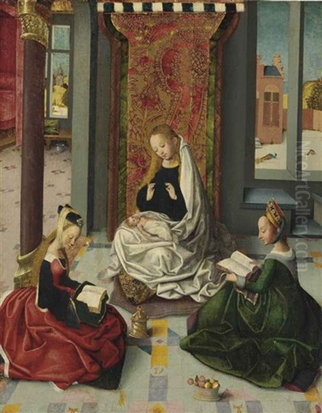 The Virgin And Child With Saints Mary Magdalene And Dorothy Oil Painting by (Jacob Jansz) Master of Diptych of Brunswick