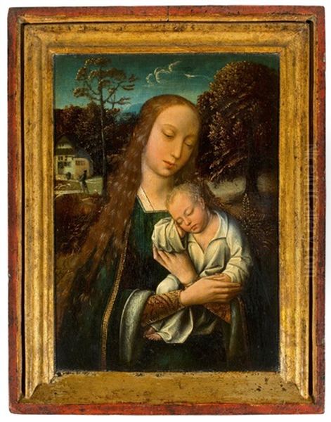 Madonna With Child Oil Painting by  Master of Frankfurt