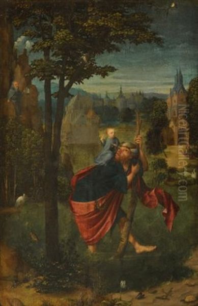 St. Christopher Oil Painting by  Master of Frankfurt