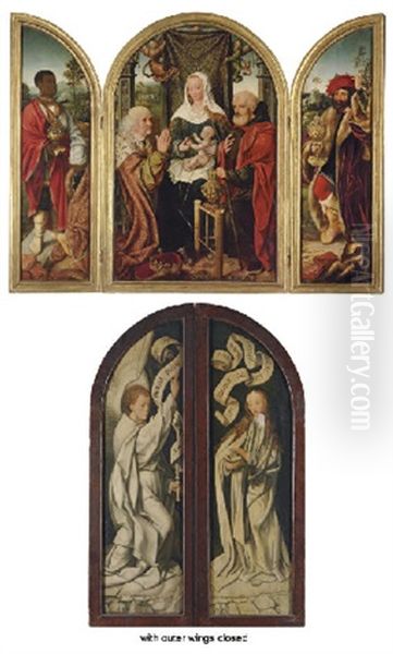 The Adoration Of The Magi, The Annunciation (triptych) Oil Painting by  Master of Frankfurt