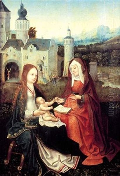 Sainte Anne, La Vierge Et L'enfant Jesus by  Master of Frankfurt