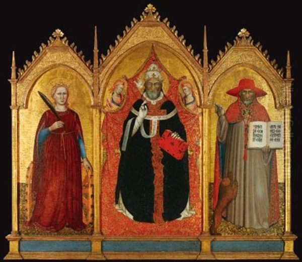 Saint Gregory The Great (triptych) Oil Painting by  Master of San Martino of Mensola