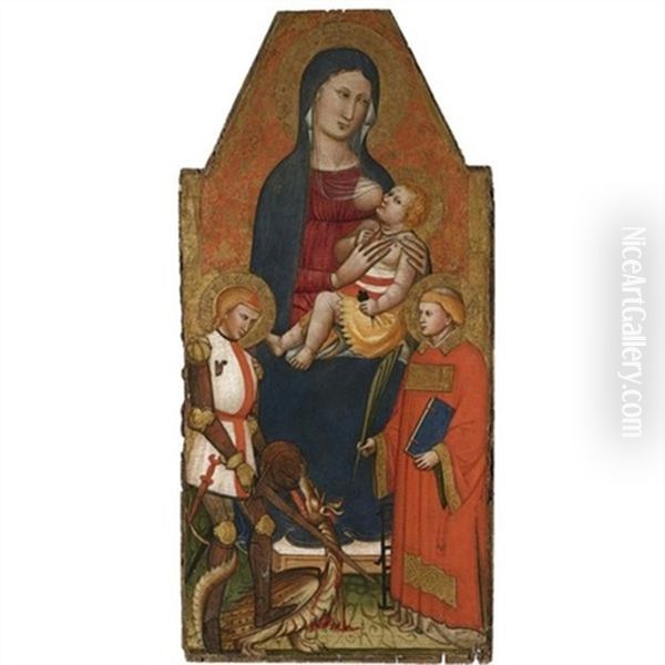 Madonna And Child Enthroned With Saints George And Lawrence Oil Painting by  Master of San Martino of Mensola