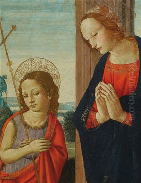 Maria Mit Christus Und Dem Johannesknaben Oil Painting by  Master of San Miniato