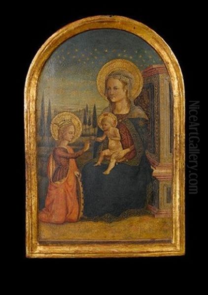 The Mystic Marriage Of Saint Catherine Oil Painting by  Master of San Miniato